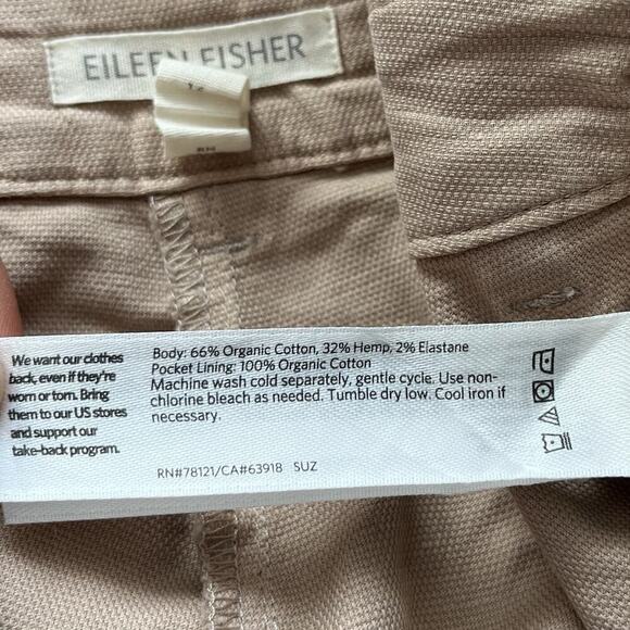 Eileen Fisher Cotton Hemp Cropped Straight Leg Pants Size L Tan Career Neutral - Picture 8 of 8